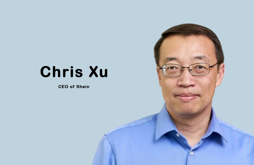 Chris Xu, Shein entrepreneur, analyzing data in a high-tech office